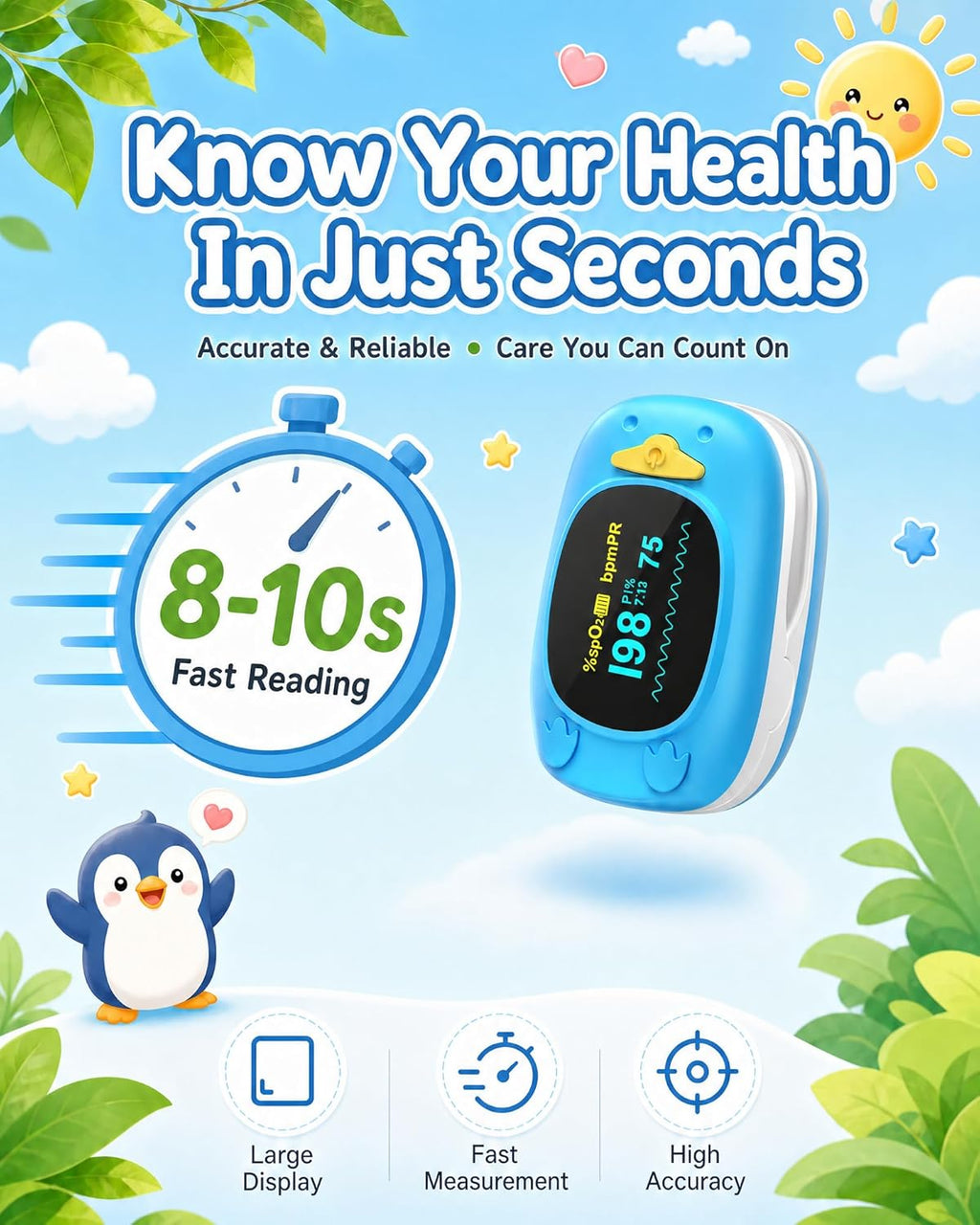 JKS50A fingertip Pulse Oximeter with Small Finger Clip, SpO2 Blood Oxygen Monitor with OLED Display, Heart Rate