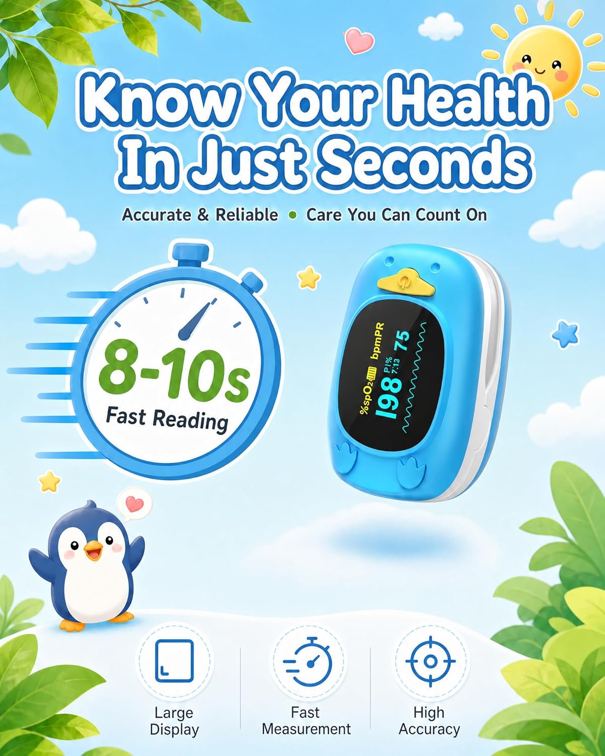 JKS50A fingertip Pulse Oximeter with Small Finger Clip, SpO2 Blood Oxygen Monitor with OLED Display, Heart Rate