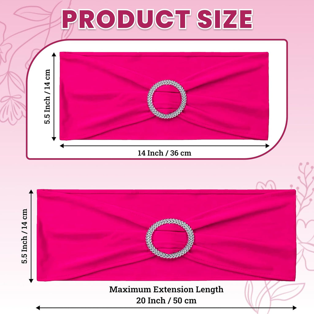 Pack of 10 Spandex Chair Sashes for Wedding Party & Event – Magenta