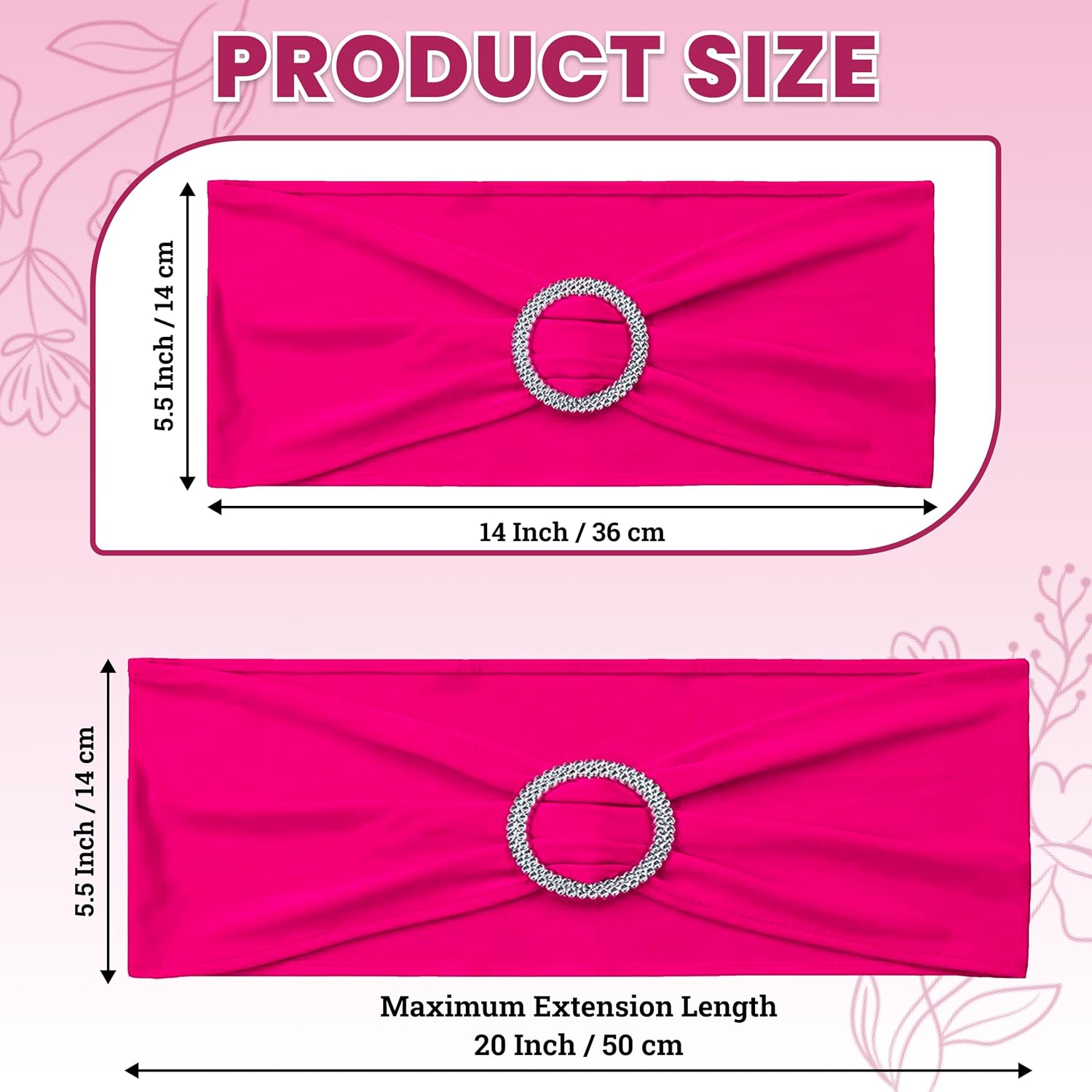 Pack of 10 Spandex Chair Sashes for Wedding Party & Event – Magenta