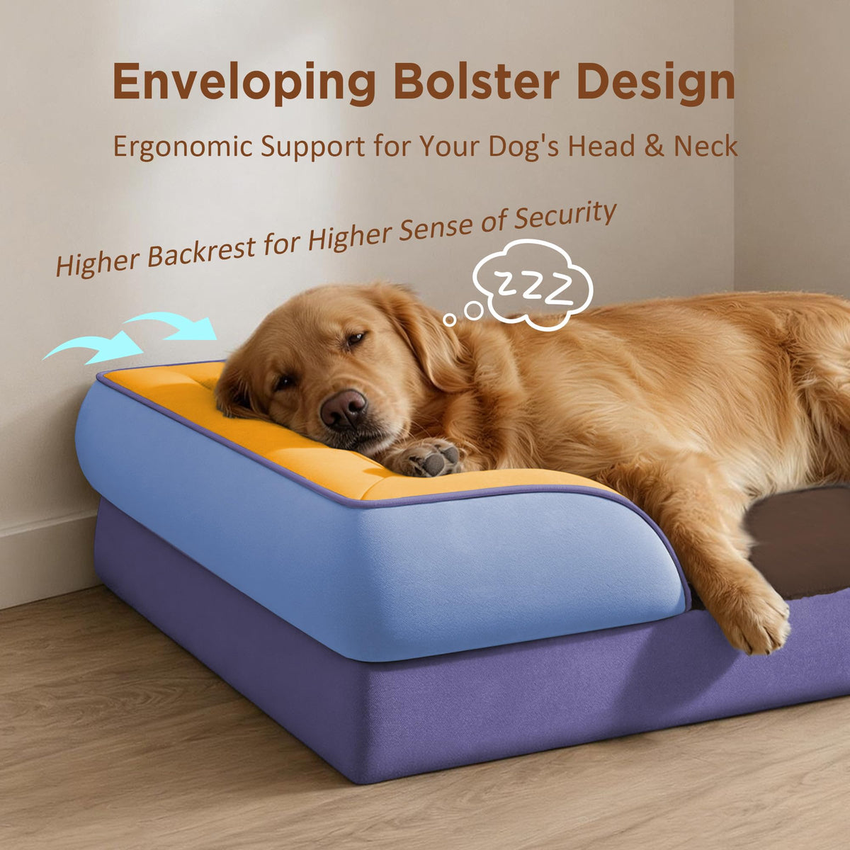 Orthopedic Dog Bed for Extra Large Dogs with Bolster