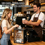 Wooden Tip Box with Lock & Slot - Secure Donation & Tips Jar for Business, Street Performers, Cafe, Hotel - Vendor