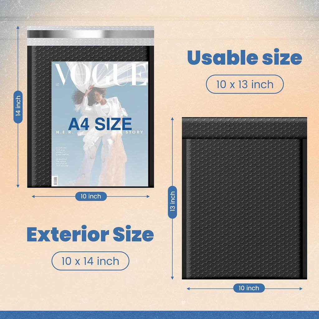 Bubble Mailers 10x13 Inch Black 25 Pack Padded Envelopes