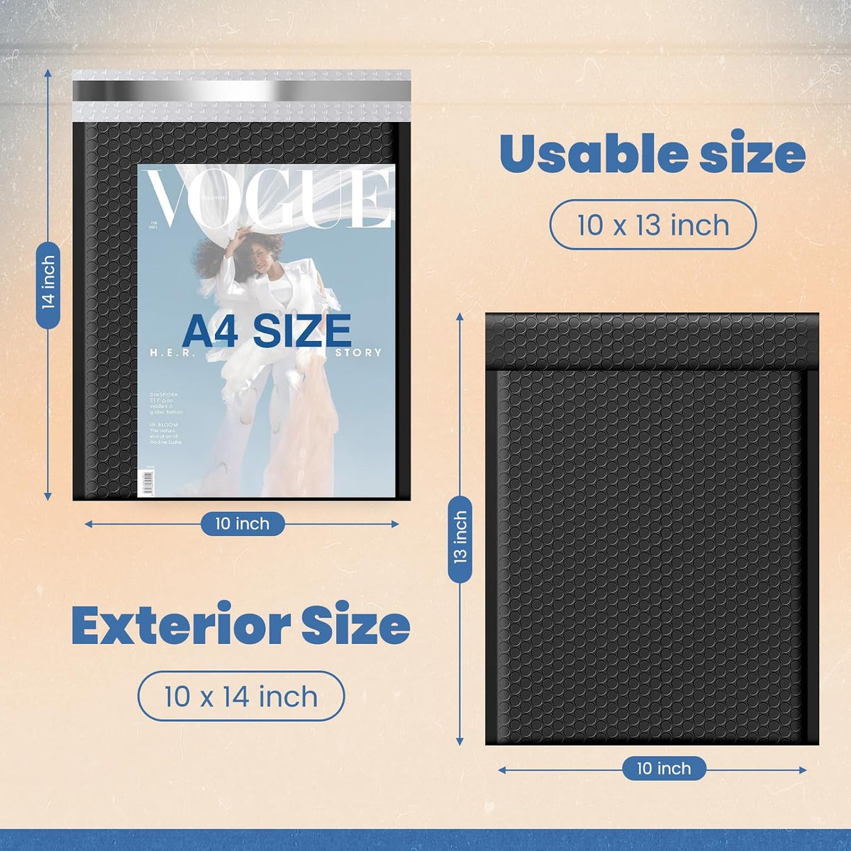 Bubble Mailers 10x13 Inch Black 25 Pack Padded Envelopes