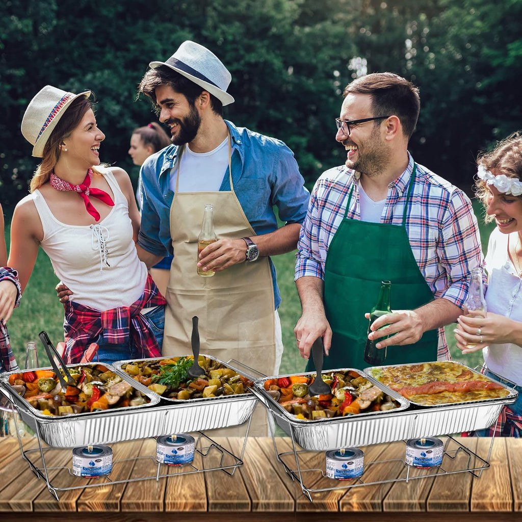 Disposable Chafing Dish Buffet Set, Food Warmers for Parties, Complete 33 Pcs of Chafing Servers with Covers
