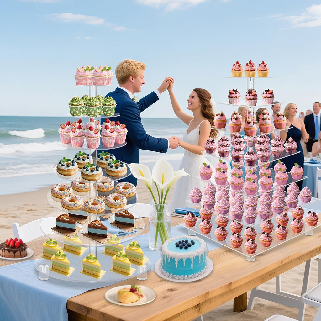 Large Cupcake Stand, 7 Tier Cupcake Tower Tree, Round Cupcake Display Stand, Tiered Cupcake Holder for Party,Clear