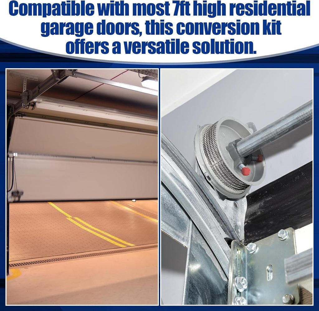 Garage Door Torsion Spring Kit for 7 Feet High Garage Doors Includes Cable Rollers, Cables, Brackets and Hardware