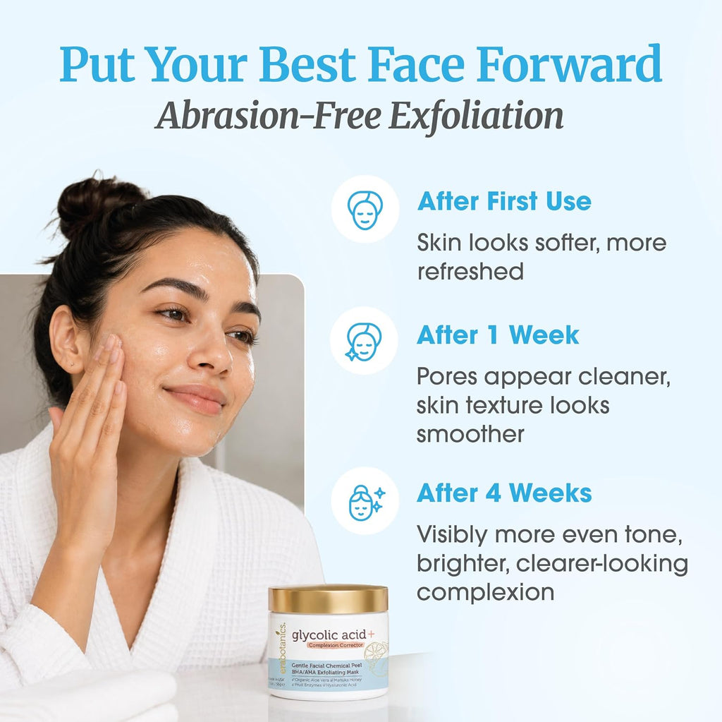 Glycolic Acid Chemical Peel for Face - Gentle AHA BHA Exfoliant Mask | At-Home Face Exfoliator - Lactic & Salicylic