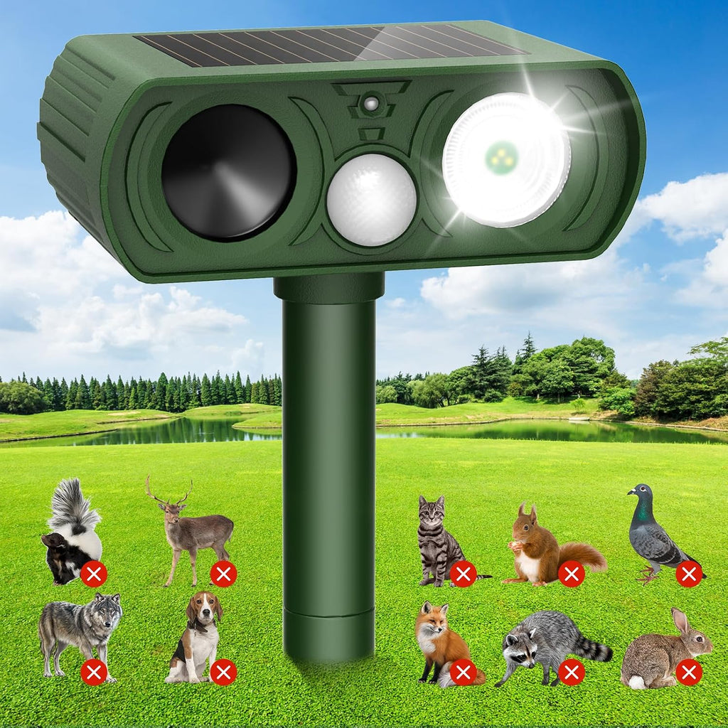 Solar Ultrasonic Animal Repellent, Deer Repellent Devices Waterproof, Cat Repellent Outdoor with Motion Detection