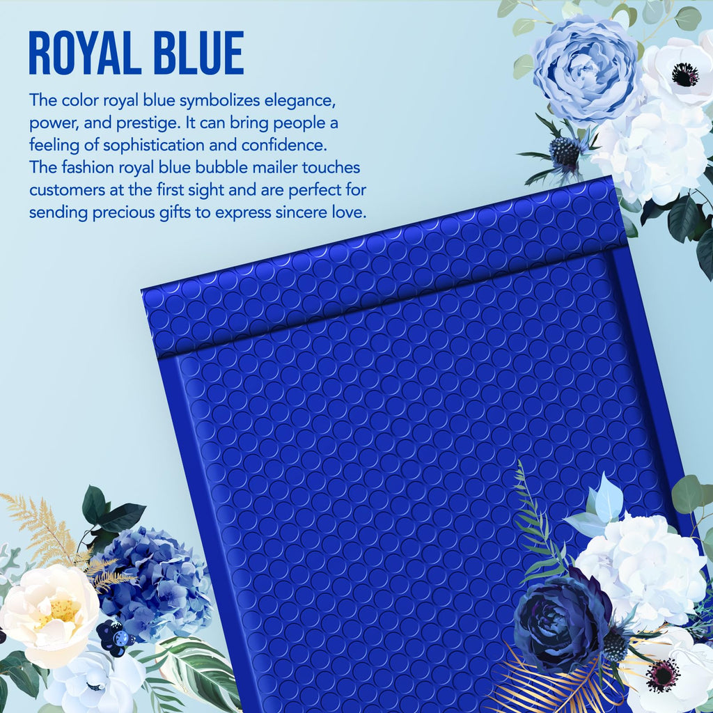 Royal Blue Bubble Mailers 8.5x12" Padded Envelops 500 Pack Bulk