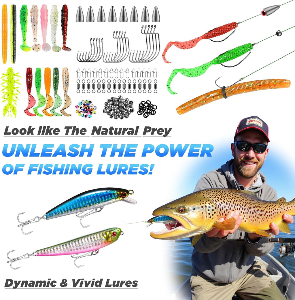 Fishing Backpack with Fishing Rod and Reel Combos Tackle Boxes, Waterproof Tackle Backpack for Fishg Gear with Rod