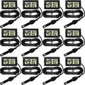 12 Pcs Digital Humidity Meter with Probe LCD Thermometer,Black