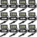 12 Pcs Digital Humidity Meter with Probe LCD Thermometer,Black