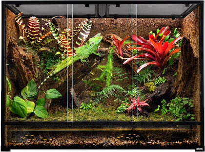 135 Gallon Reptile Terrarium, 48" x 18" x 36" Full Tempered Glass Vertical Reptile Tank,Front Sliding Door with Top