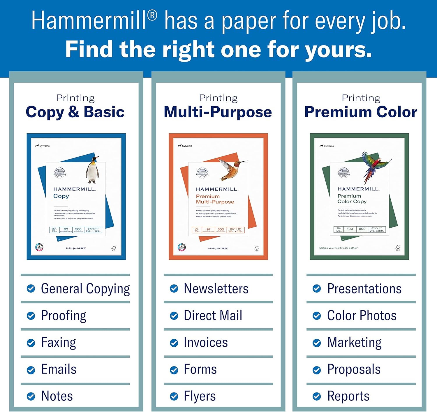 Colored Paper, 24 lb Blue Printer Paper, 8.5 x 11 - Made in the USA, Pastel Paper, 103671R-1 Ream (500 Sheets)