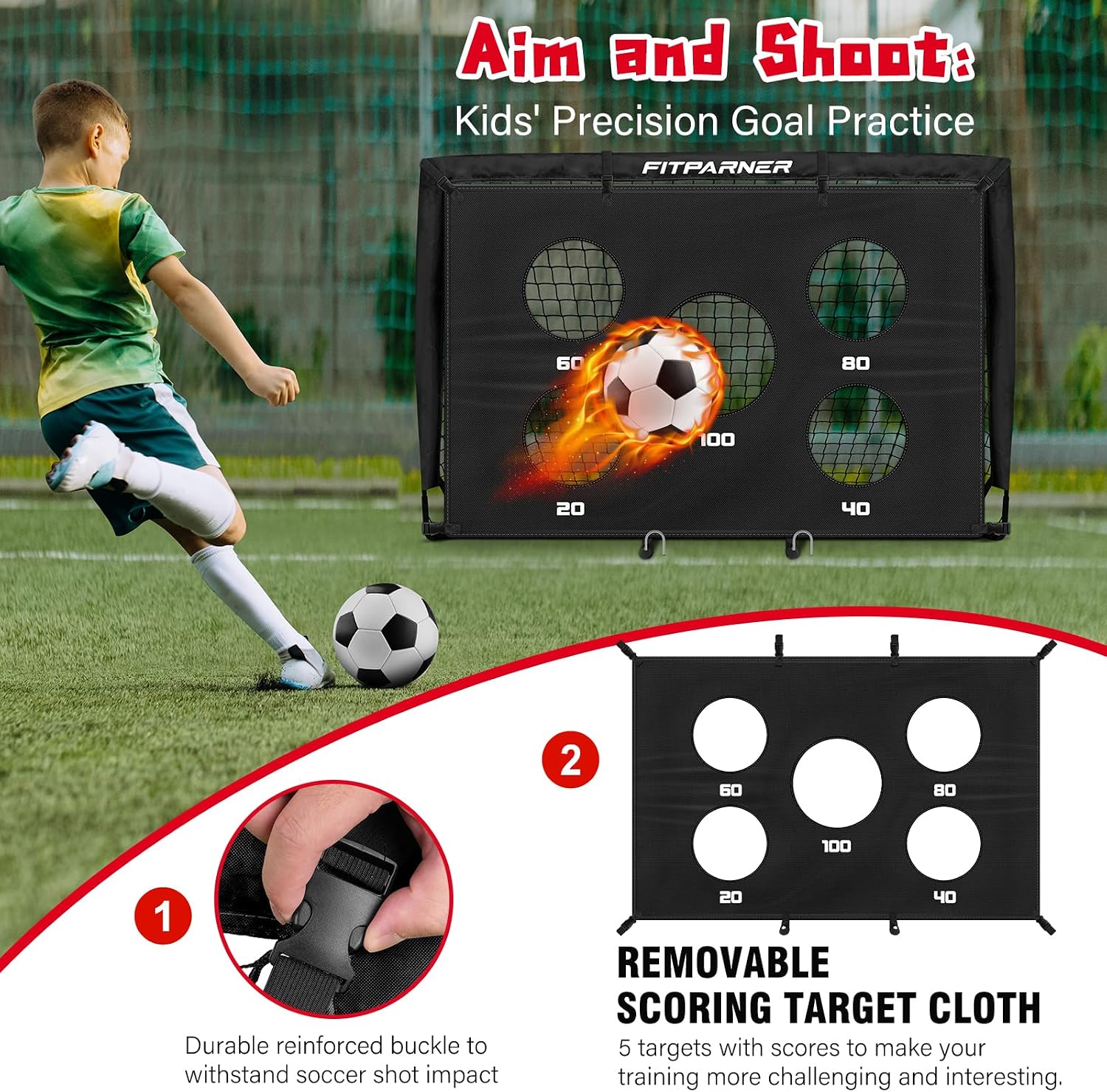 Soccer Goal,Backyard Soccer Goals for Kids 2 Pack,4x3/6x4 FT Portable Toddler Soccer Nets with Target,Ball &
