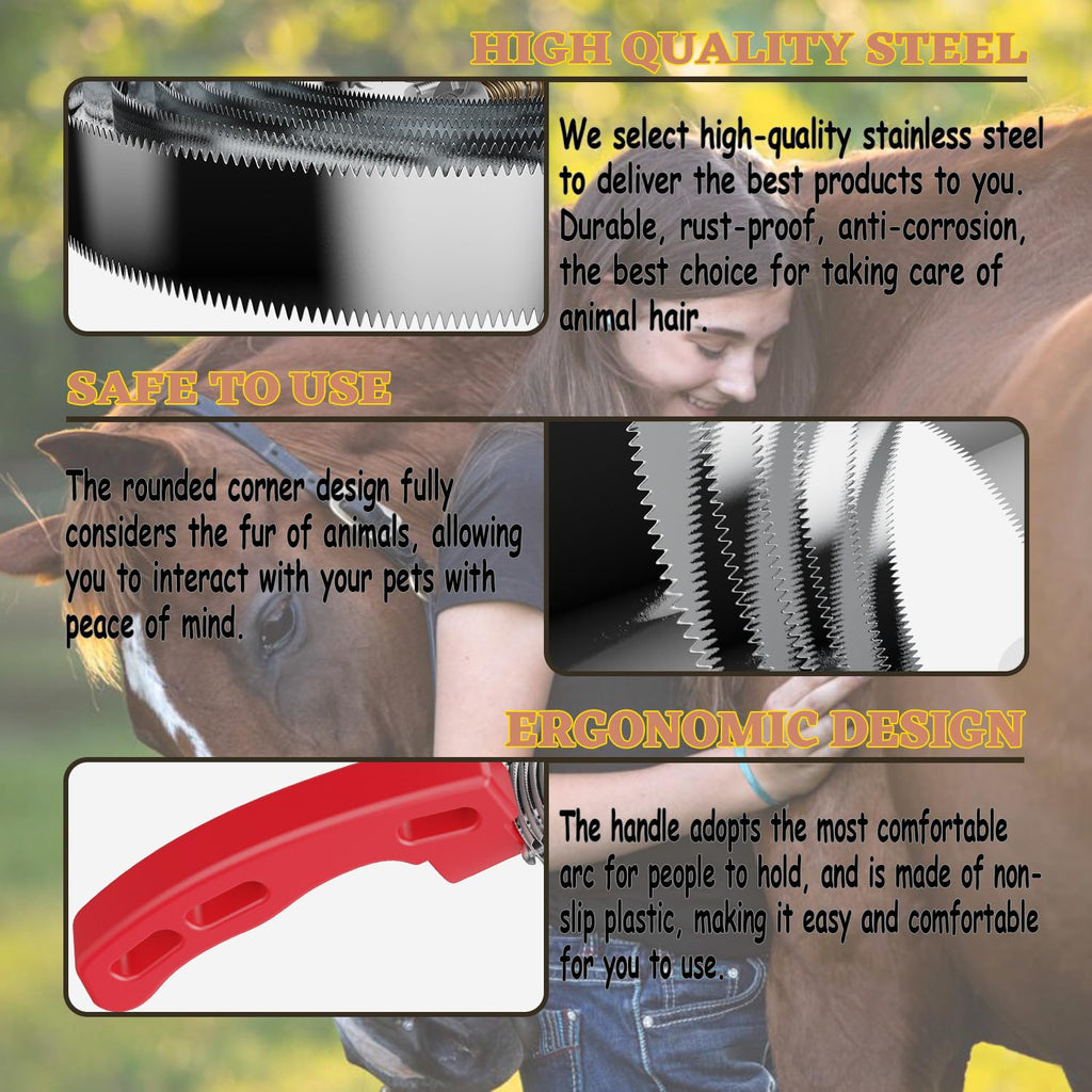 6 Rings Curry Comb Horse Brush, Horse Grooming Supplies for Horses