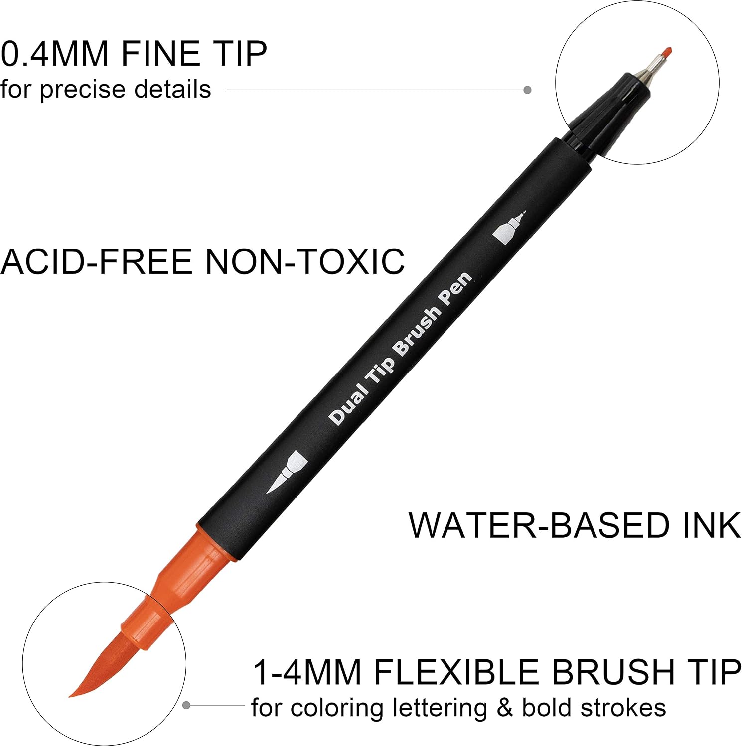 Dual Brush Marker Pens,24 Colored Markers,Fine Point and Brush Tip for Adult Coloring Books Bullet Journals