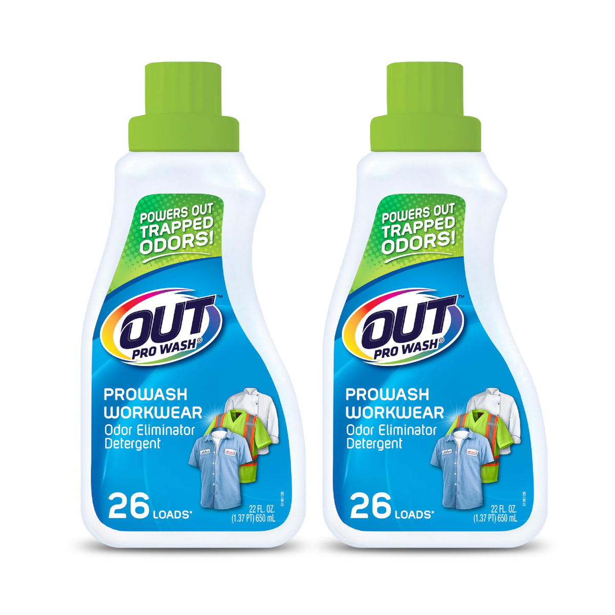 ProWash Workwear Odor & Stain Remover, Laundry Detergent, 22 oz, 2-Pack