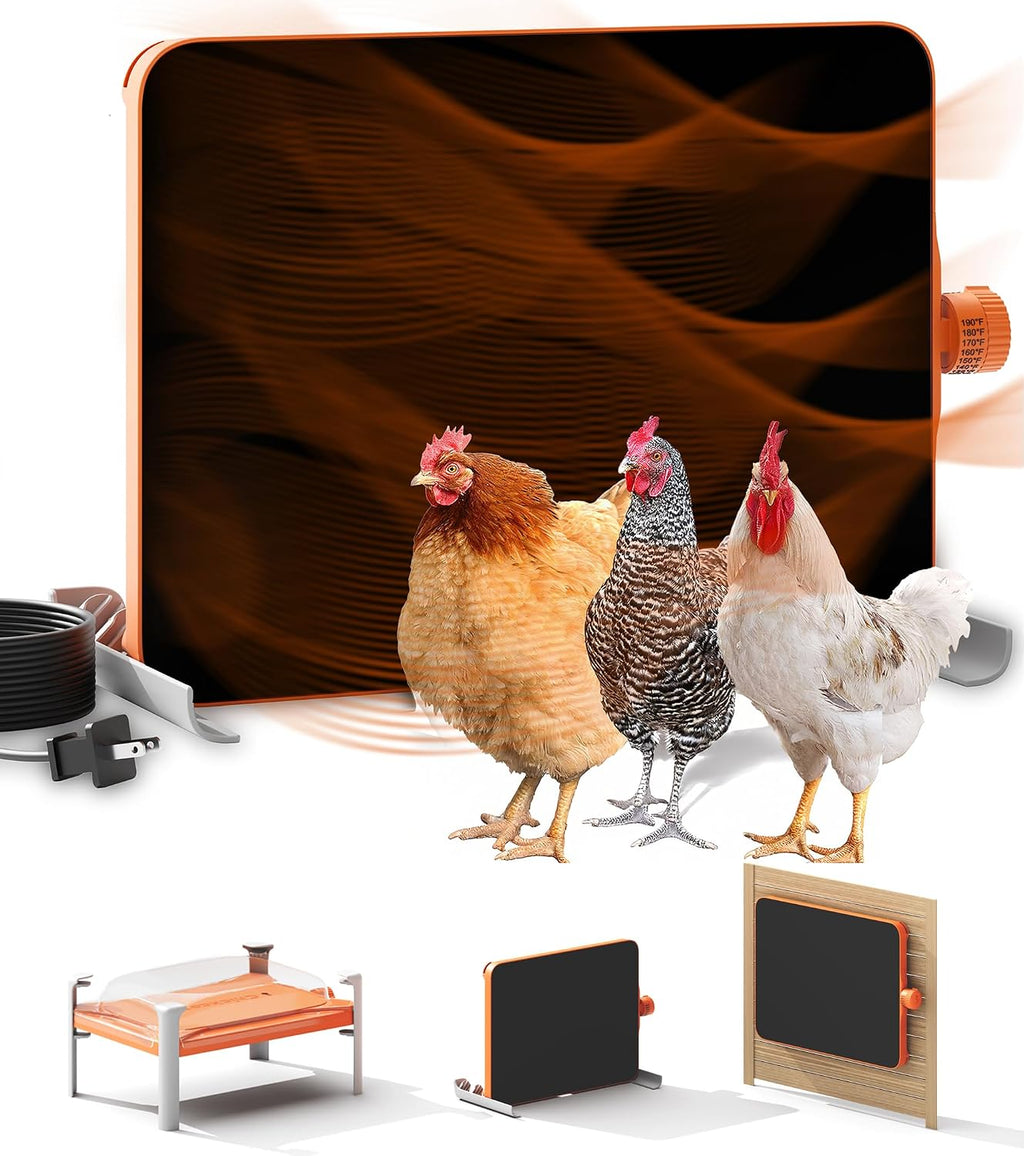 Smart Chicken Coop Heater, 200W Radiant Heat Panel with Temperature Sensor