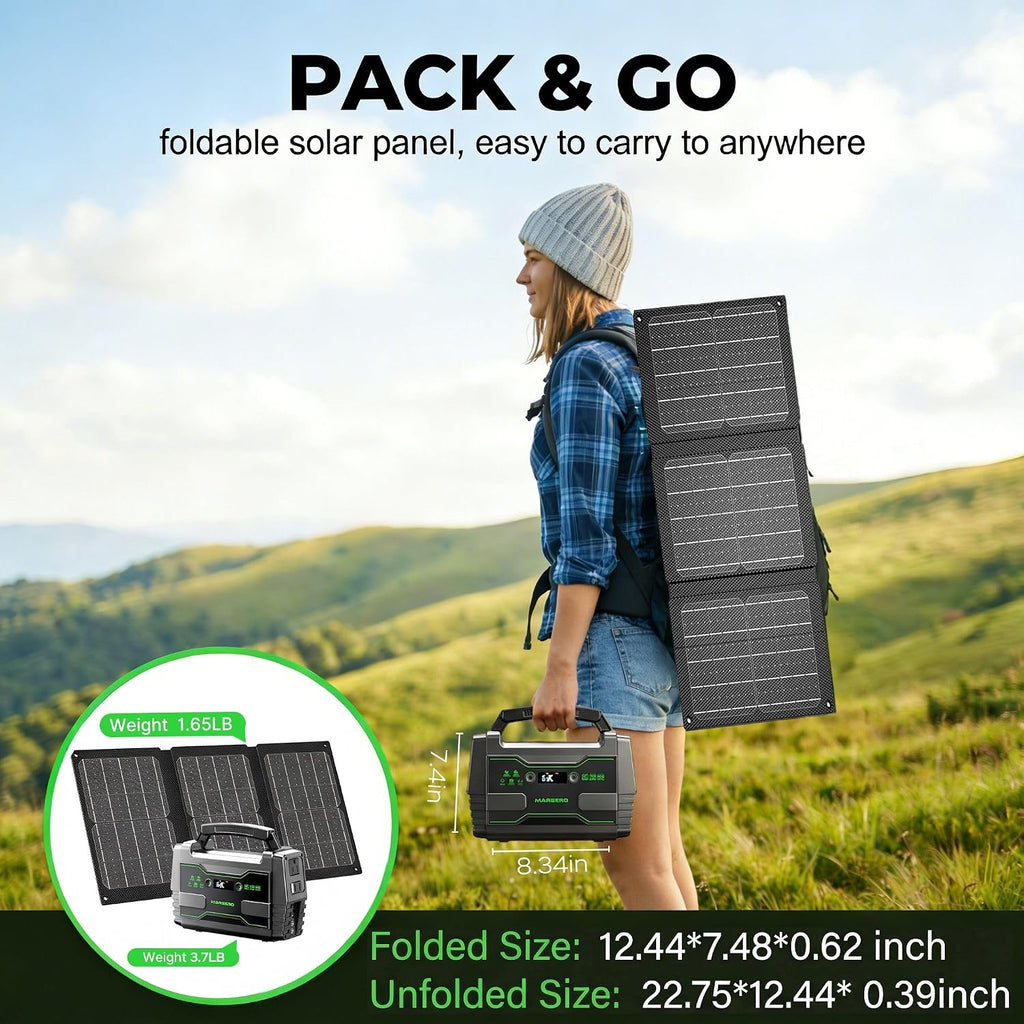 Solar Powered Generator 155Wh, 100W with Solar Panel Kit 30W | Solar Generator 150W Surge Power Station with 2x 100W