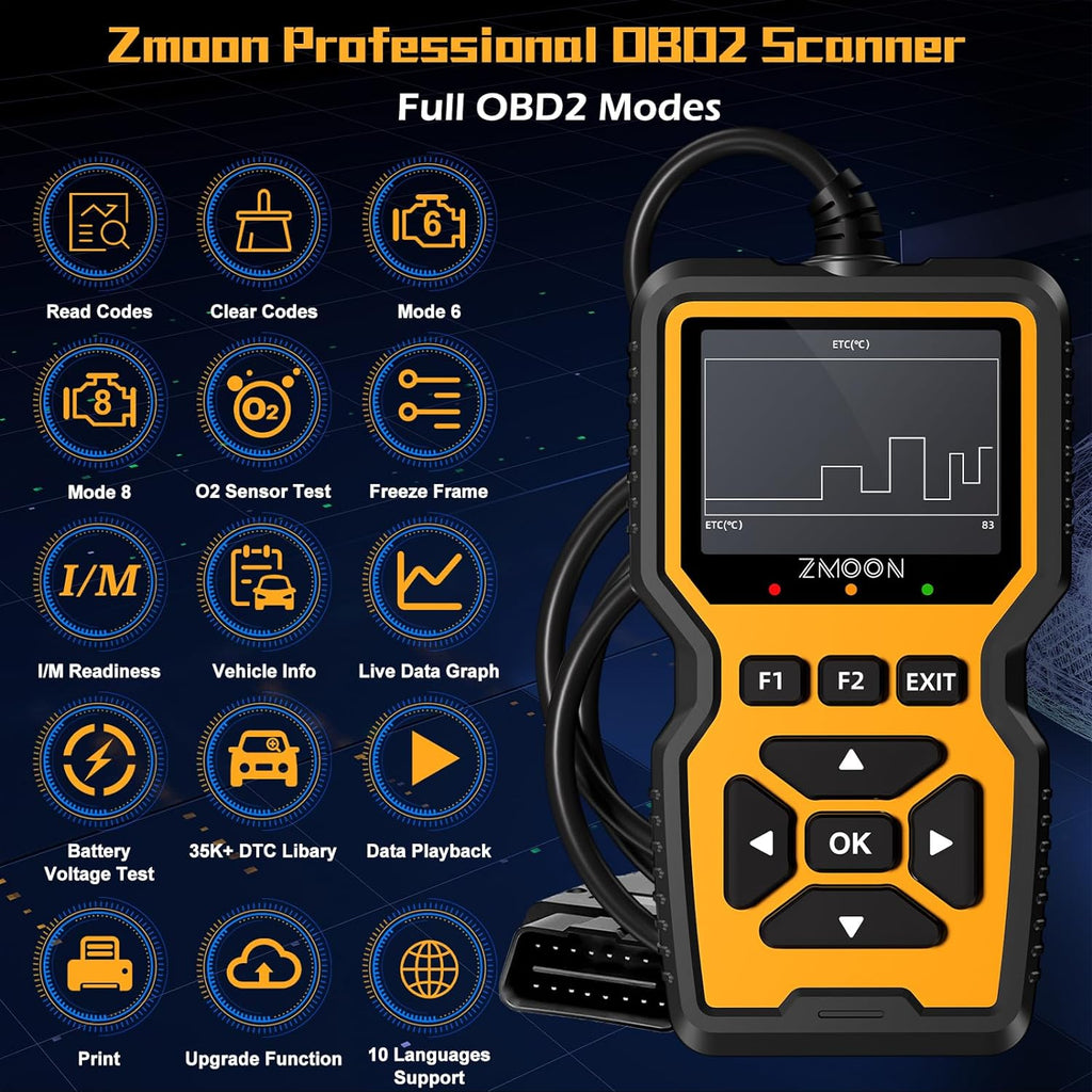 ZM201 Professional OBD2 Scanner Diagnostic Tool, Enhanced Check Engine Code Reader with Reset OBDII/EOBD Car