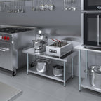 24 x 48 in. Stainless Steel Equipment Stand, 24 in. High - NSF 18-Gauge Top with Undershelf & Adjustable Feet |
