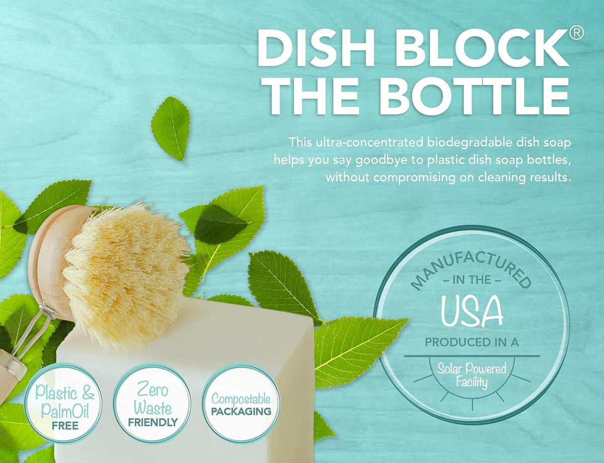 Vegan Dish Block, 6 oz – A Solid Dish Soap for Effective Cleaning of Dishes, Pots and Pans – Ultra-Concentrated