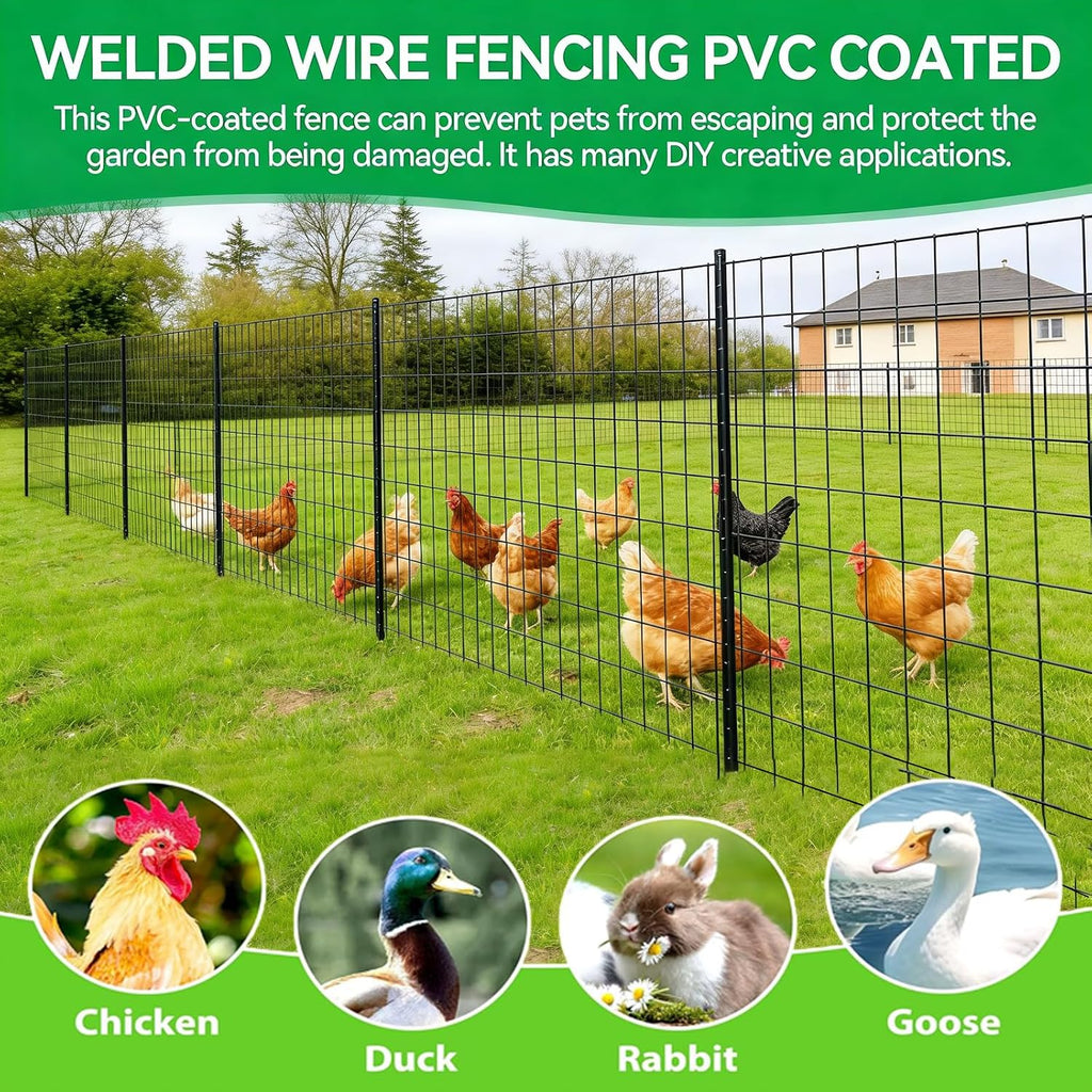 Welded Wire Fence 48inch x 50ft, 2inch x 3inch Black Chicken Wire Fencing, 16Gauge PVC Coated Garden Wire Fence