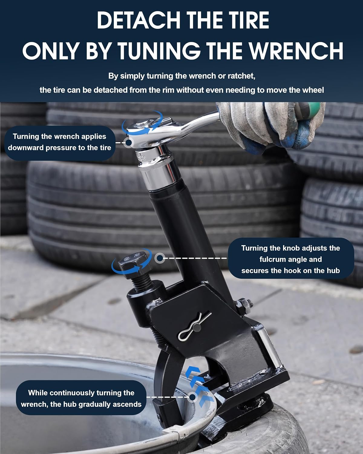 Manual Tire Bead Breaker, 38"-42" Tires Changer Tool w/Rubber Pad, Protect Aluminum Alloy Hubs, Easy-Operated Tire
