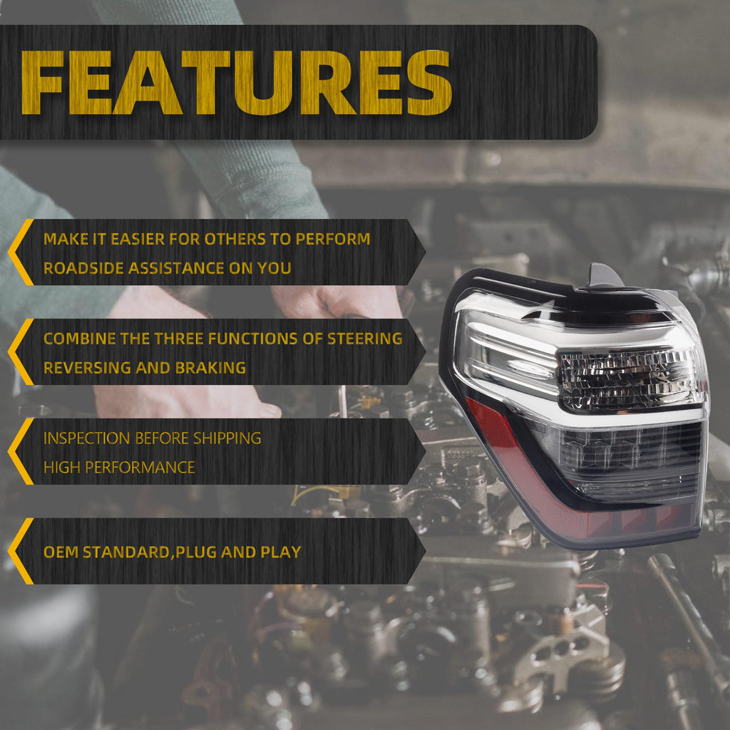 Left Side Tail Light Compatible with 2014-2024 Toyota 4Runner