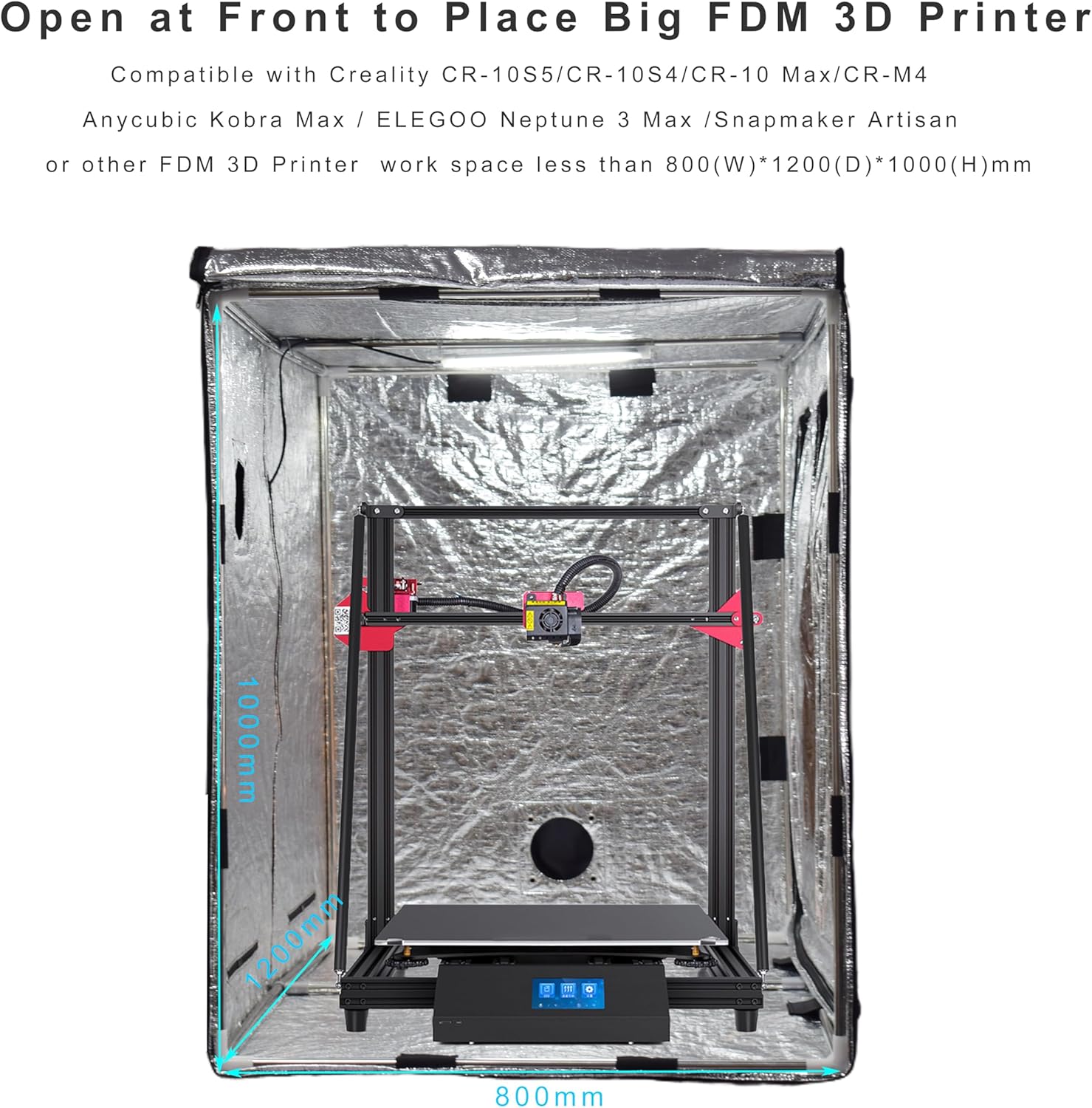 3D Printer Enclosure with Ventilation Kit – Thermal Insulation Cover & Fume Extraction Tent for FDM/DLP、SLA/LCD 3D