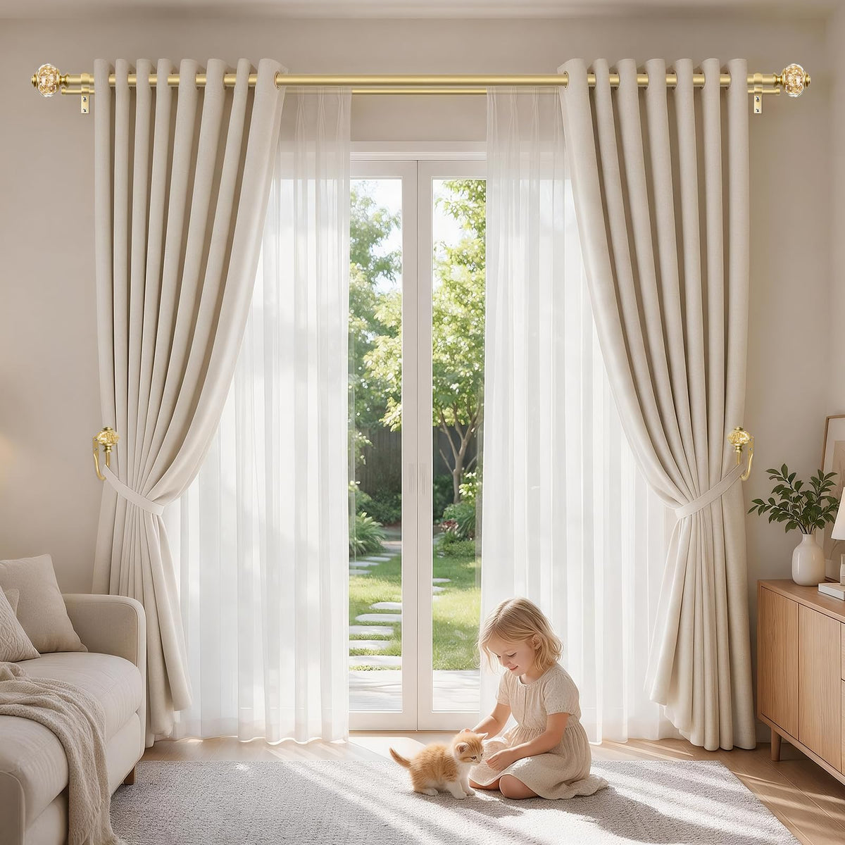 Gold Curtain Holdbacks, Decorative Drapery Tiebacks, 2 Pack/1 Pair