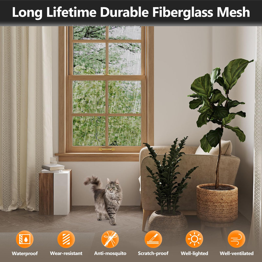 Window Screen & Screen Door Mesh Repair Kit, Grey