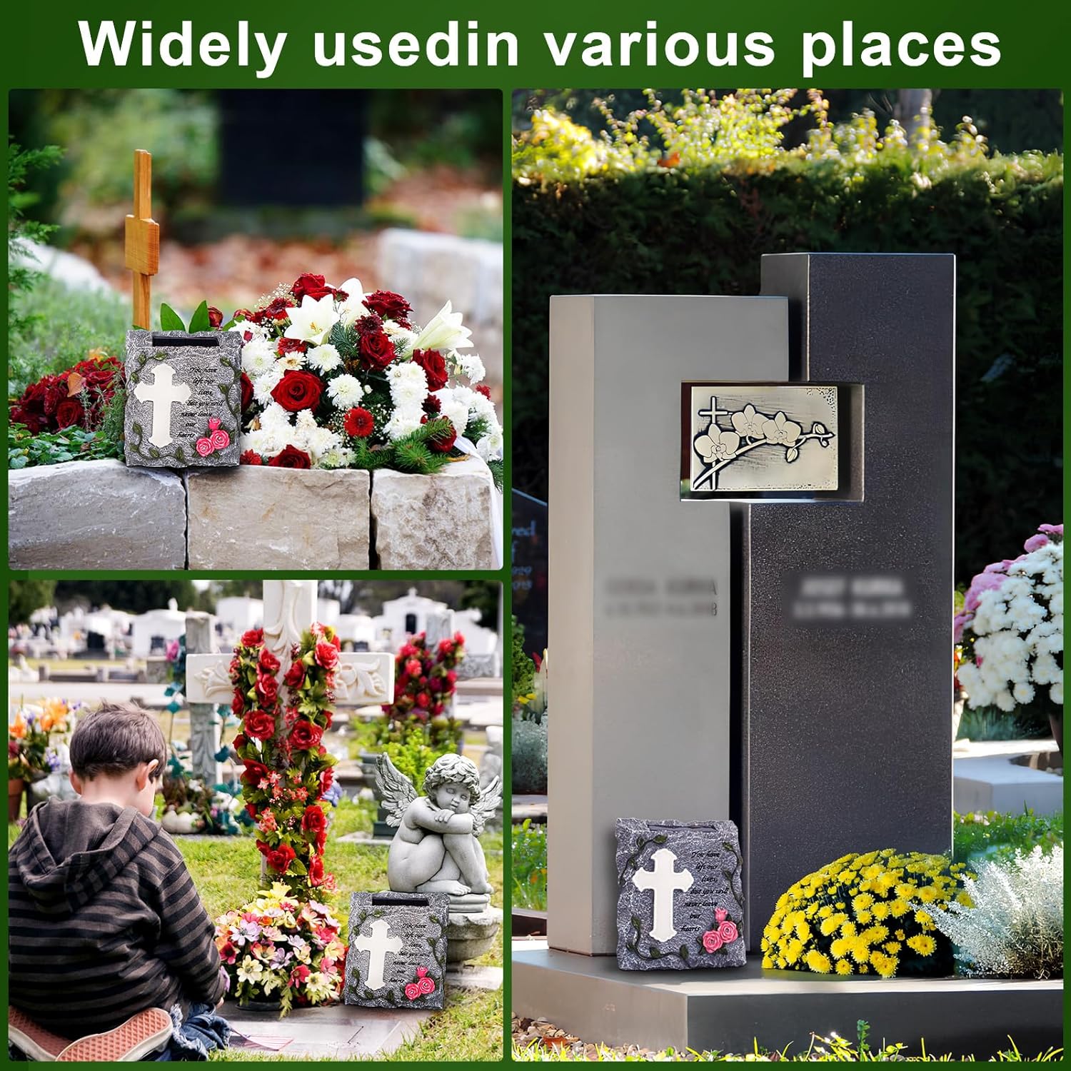 Cross Solar Lights Outdoor Garden Memorial Stepping Stone, IP65 Waterproof is Used for Walls or Lawns, A Touching