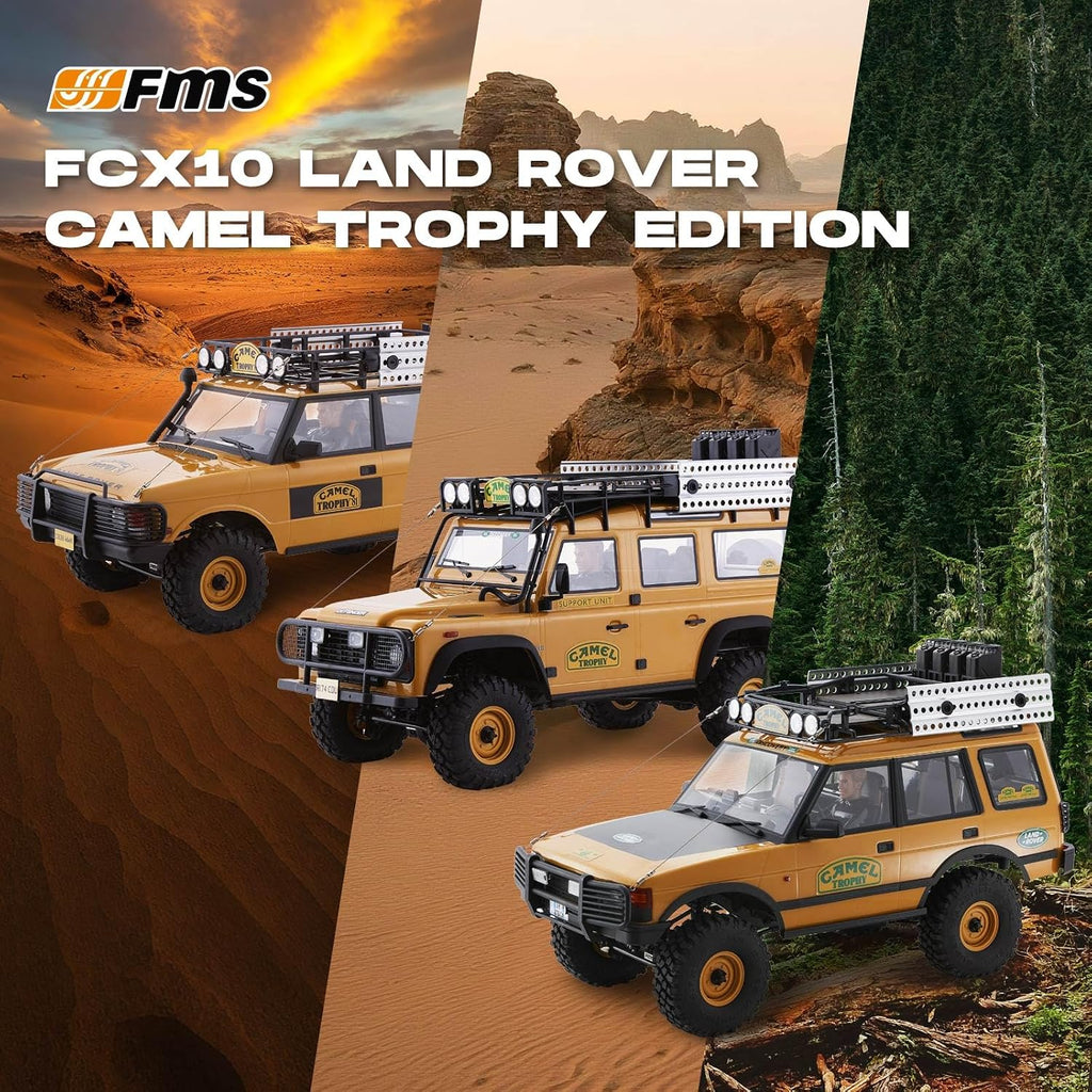 FMS FCX10 1/10 RC Crawler Land Rover Camel Trophy Edition, Official Licensed 4WD All Terrain Off-Road RC Truck for
