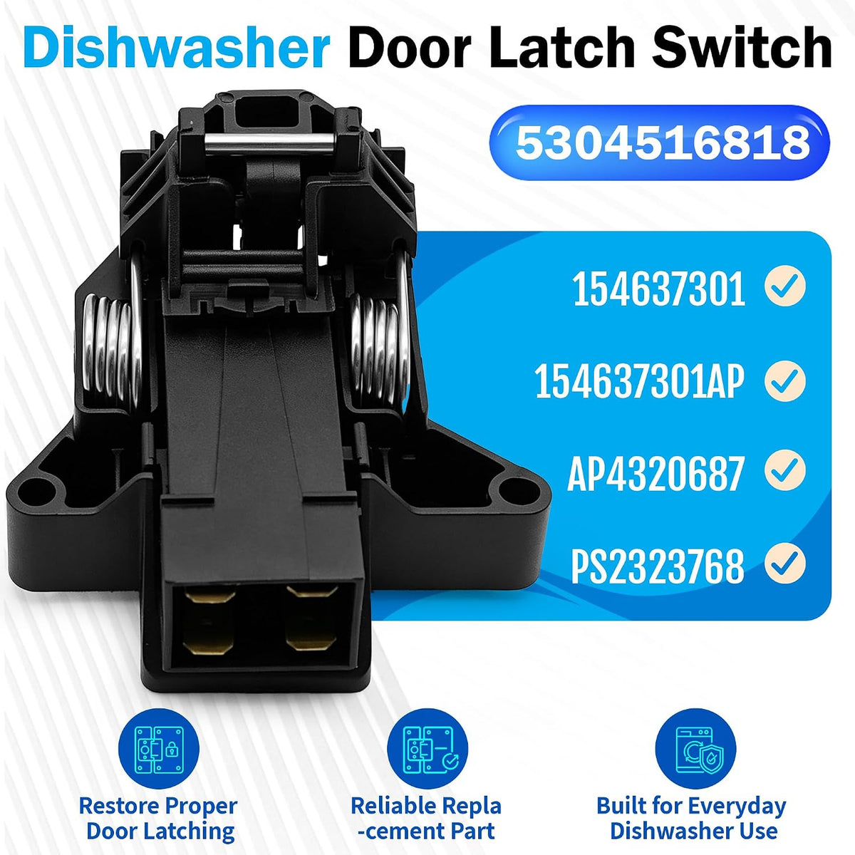 5304516818 Dishwasher Door Latch Switch for Frigidaire Electrolux Kenmore