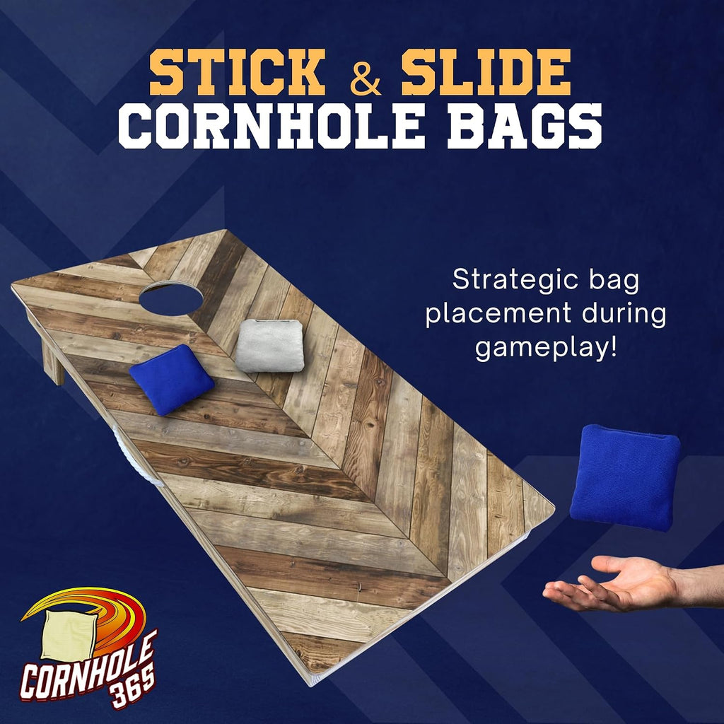 Stick & Slide Cornhole Bags - 6"x6" Premium Plastic Resin Filled, Dual-Sided Canvas & Suede Cornhole Bean Bags for