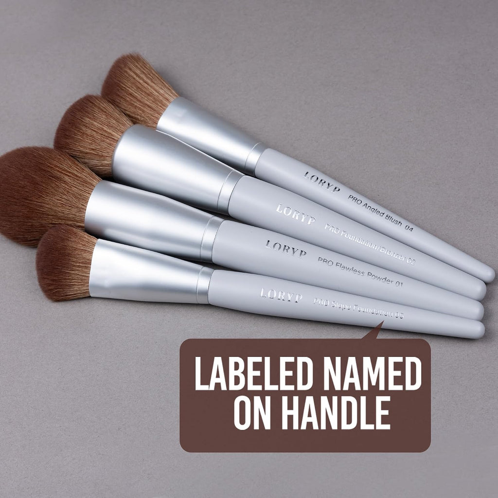 Professional Makeup Brush Set with Storage Pouch Vegan 20 Pcs Gray
