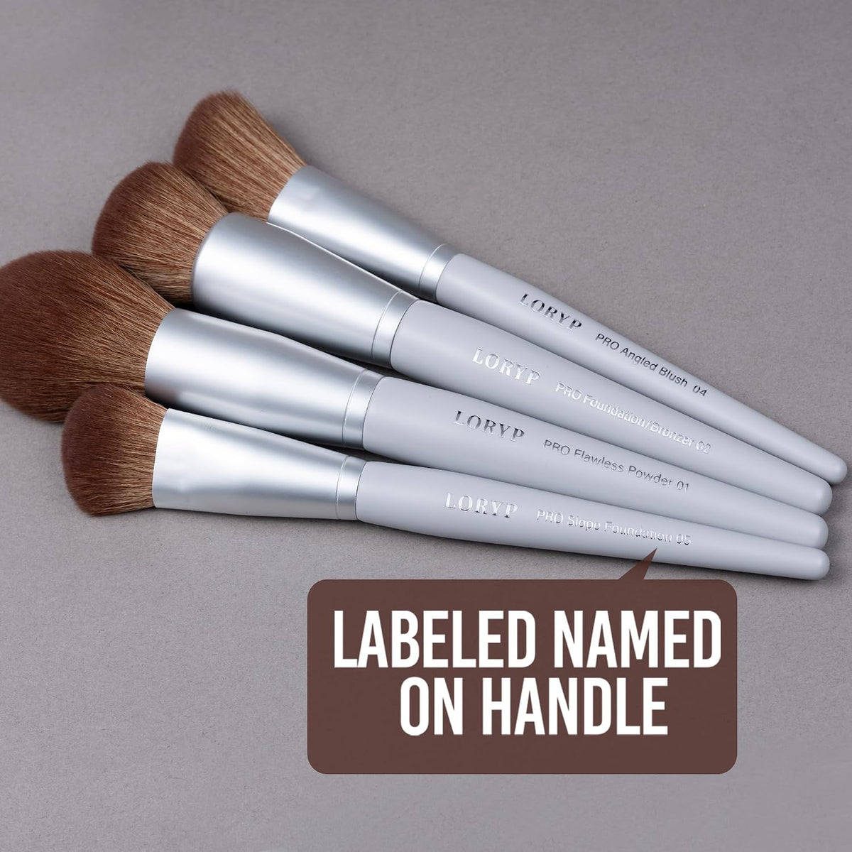 Professional Makeup Brush Set with Storage Pouch Vegan 20 Pcs Gray