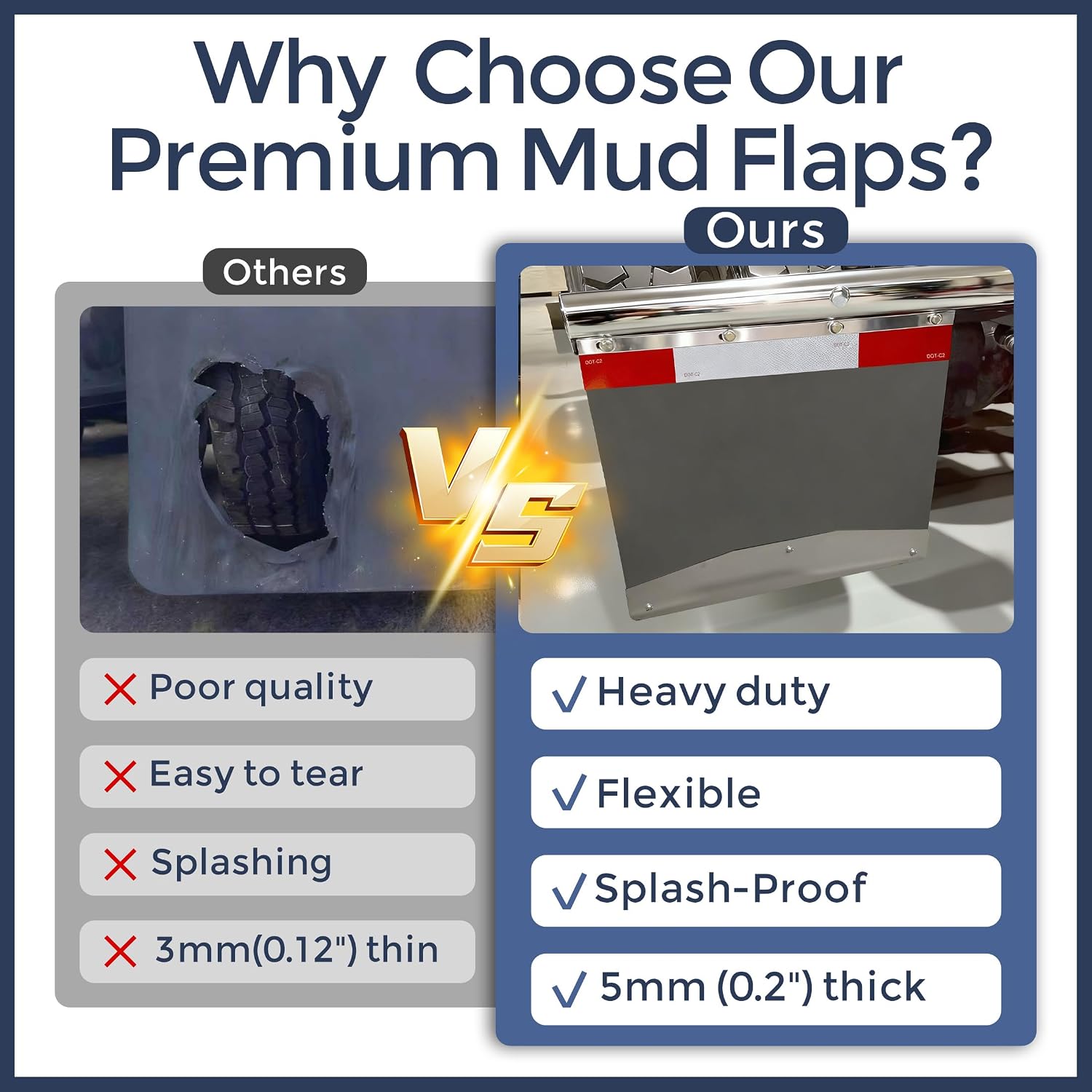 24" x 24" Mud Flaps for Semi Trucks 1/5" Thick Mud Flaps Universal Mudflaps Semi Trailer 2 Pack