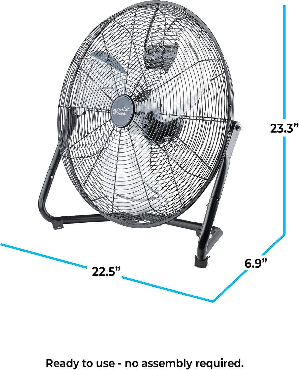 COMFORT ZONE 20-Inch High-Velocity Industrial Floor Fan