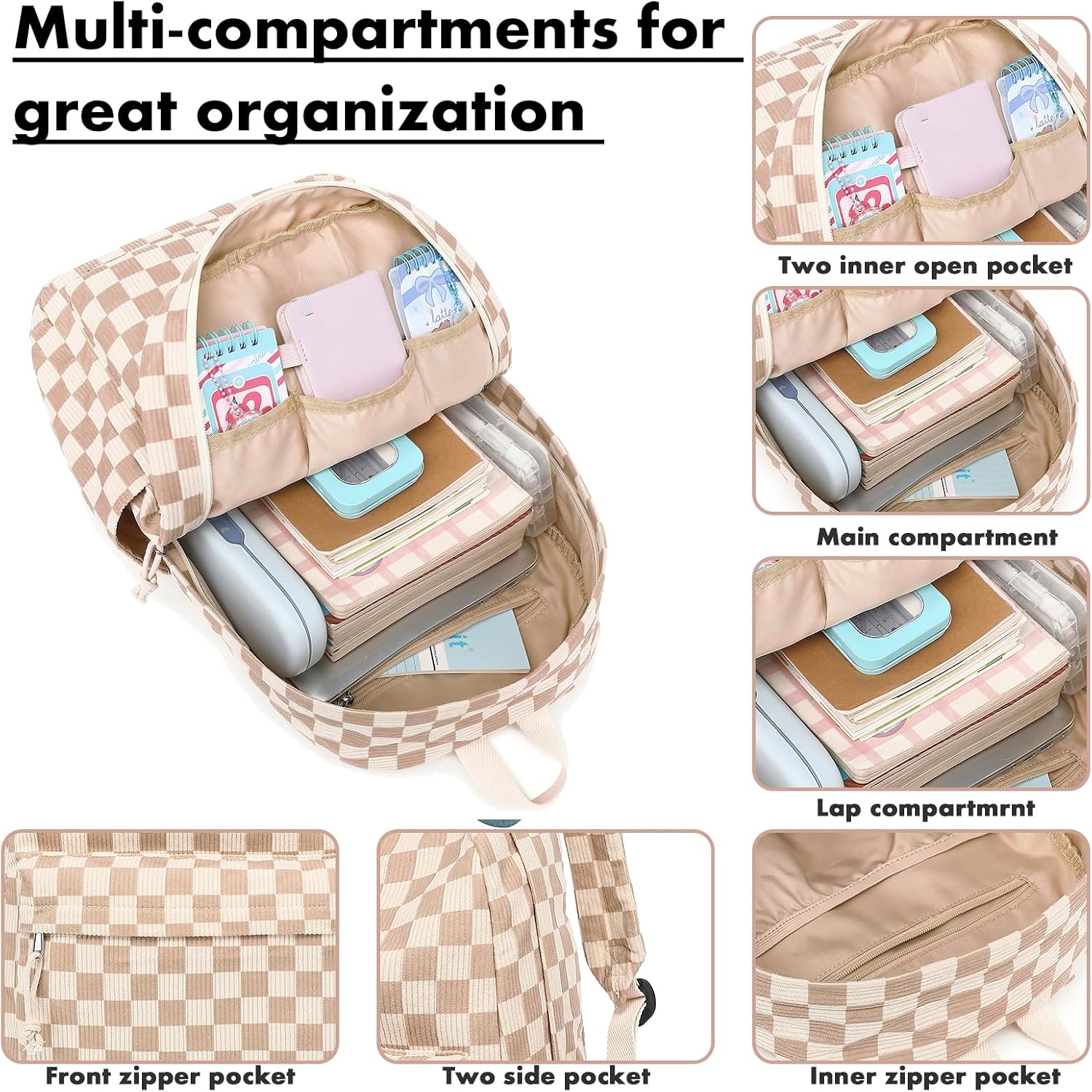 School Backpack Set Girls Womens Laptop Bookbag Casual Daypack Fits 15 inch Laptop with Lunch Tote Bag and Pencil Bag