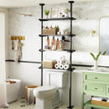 Over The Toilet Storage Shelf No Drill 4-Tier Adjustable Bathroom Organizer | Space-Saving Tension floor-to-ceiling
