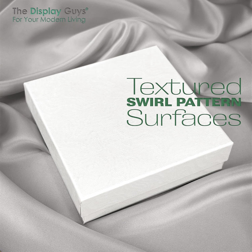 TheDisplayGuys 25 Cardboard Jewelry Gift Boxes with Inserts - White Swirl