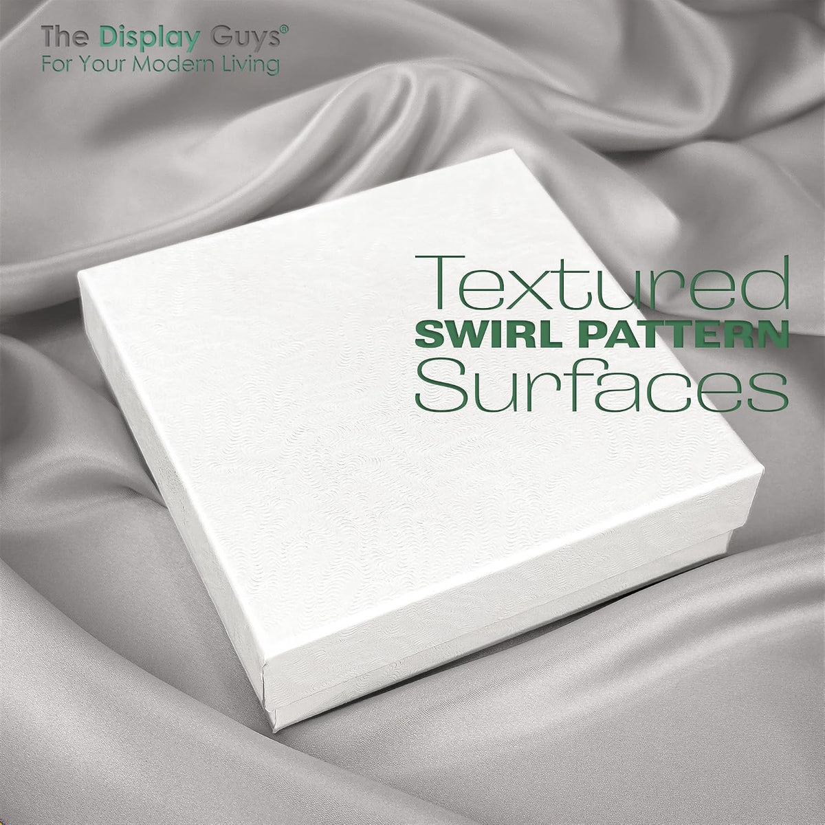 TheDisplayGuys 25 Cardboard Jewelry Gift Boxes with Inserts - White Swirl