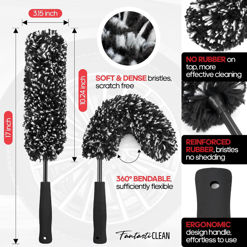 7PCS Wheel Tire Brush Kit for Car Detailing Cleaning | Tire Brush, Soft Rim Brush, Bendable Wheel Cleaner Brush for