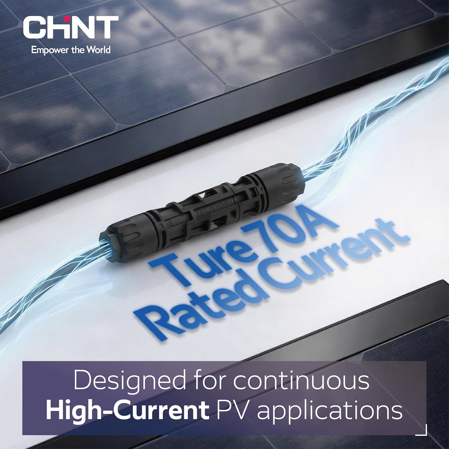 CHINT 8AWG Solar Panel Connectors 1500V DC 70A, TÜV Certified Heavy Duty MC4-Compatible Solar Cable Connectors for
