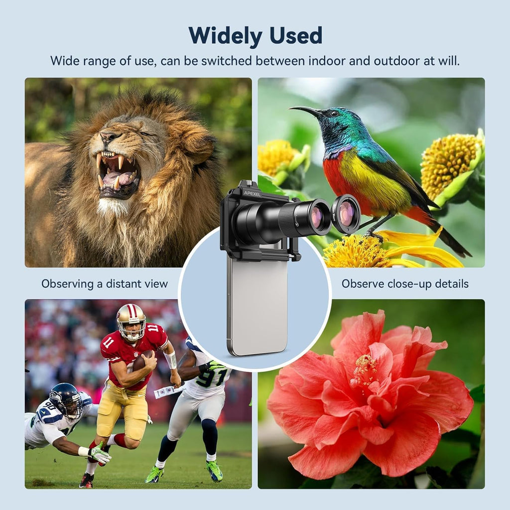 2-in-1 Telephoto Lens & 150mm Macro Lens for | 6X Telephoto and Macro Lens Kit with Universal Clip | Compatible with