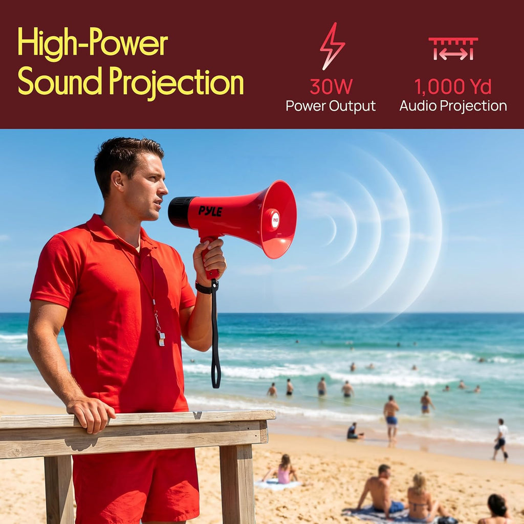Rechargeable Bluetooth Bullhorn Megaphone with Voice Changer, Siren & USB-C Fast Charging, 1200-Yard Voice Range for